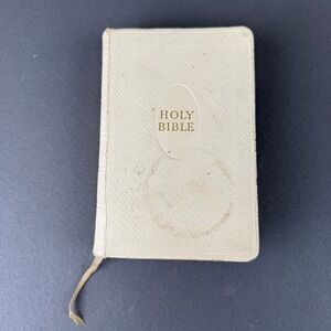 Collins Holy Bible King James Version Small White 1963 Good Vintage